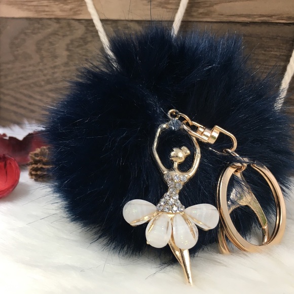 Accessories - ‼️5 for $25 SALE‼️ Dark Blue Pom Pom Keychain